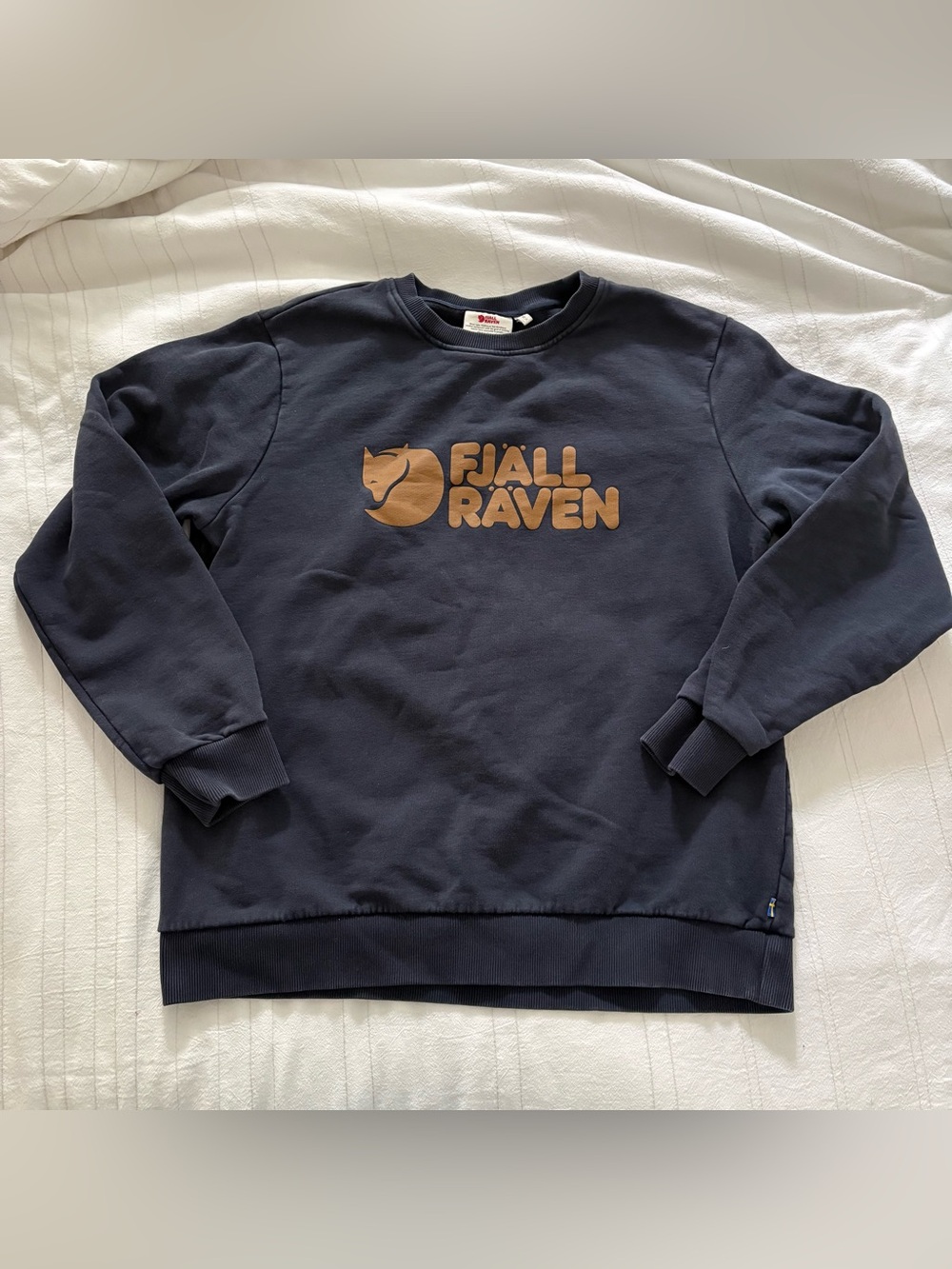 Fjallraven Vardag Big Logo Sweatshirt Sweater Navy Blue Crewneck Size Large